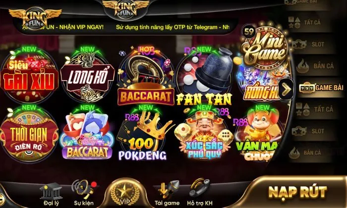 Game bài Kingfun Tổng quan về sảnh game bài Kingfun
